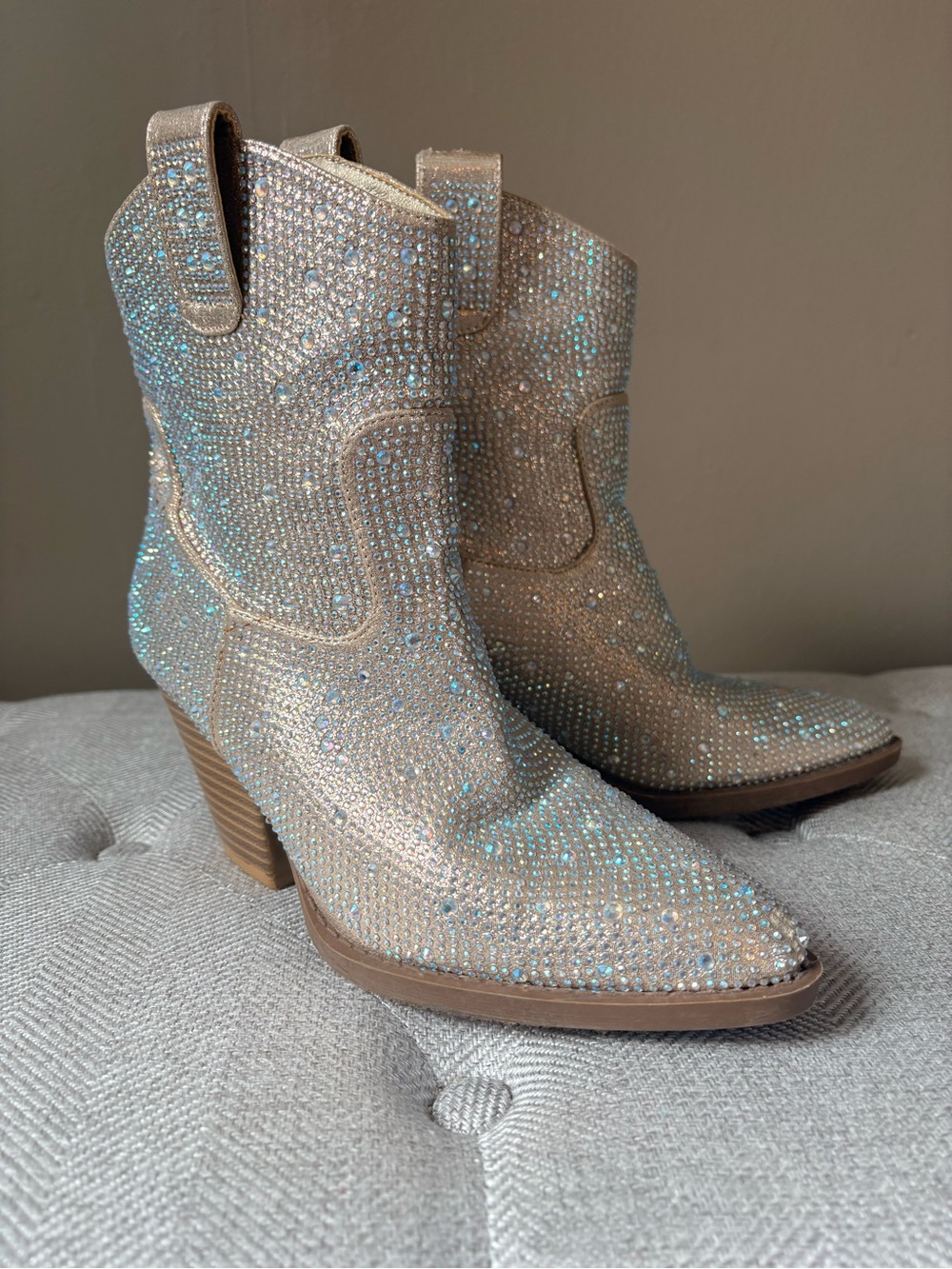 Sparkling Crystal-Embellished Women's Ankle Boots